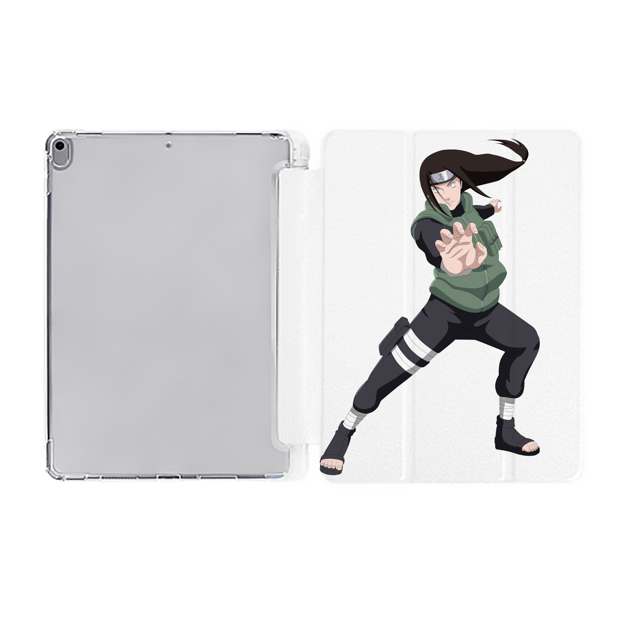 （画像用） NARUTO -ナルト- 日向ネジ Hyūga Neji IPad ケース ペン収納付き 三つ折りスタンド PUレザー×シリコン 対応機種9.5/10.5/10.9インチ